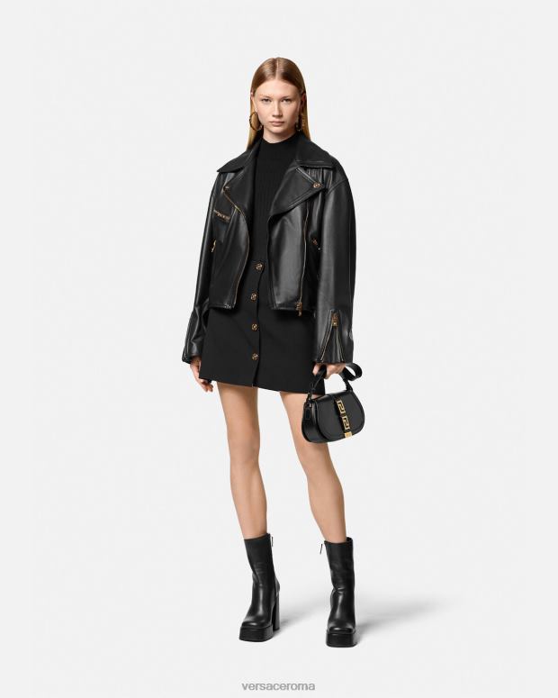 esso Versace donne giacca biker in pelle con medusa nero JT08Z86 vestiario