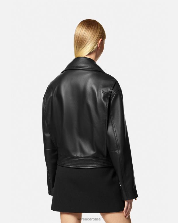 esso Versace donne giacca biker in pelle con medusa nero JT08Z86 vestiario