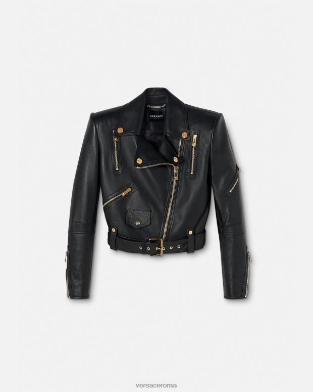 esso Versace donne giacca biker in pelle con medusa nero JT08Z89 vestiario
