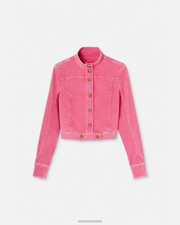 esso Versace donne giacca di jeans corta fucsia JT08Z2254 vestiario