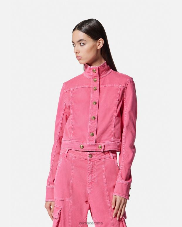 esso Versace donne giacca di jeans corta fucsia JT08Z2254 vestiario