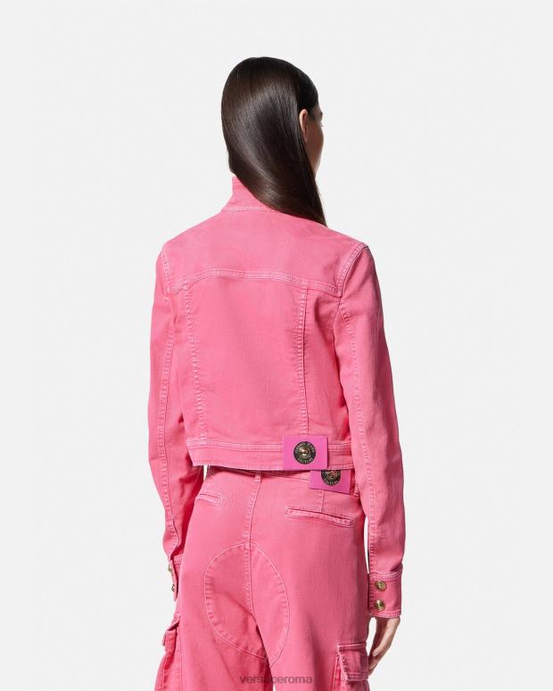 esso Versace donne giacca di jeans corta fucsia JT08Z2254 vestiario