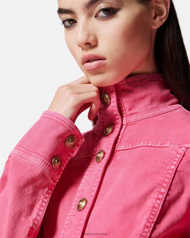 esso Versace donne giacca di jeans corta fucsia JT08Z2254 vestiario