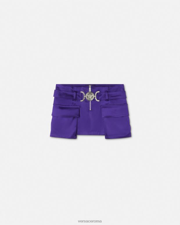 esso Versace donne Minigonna cargo con Medusa del '95 Viola JT08Z187 vestiario