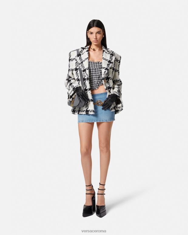 esso Versace donne Minigonna in denim con Medusa blu JT08Z178 vestiario