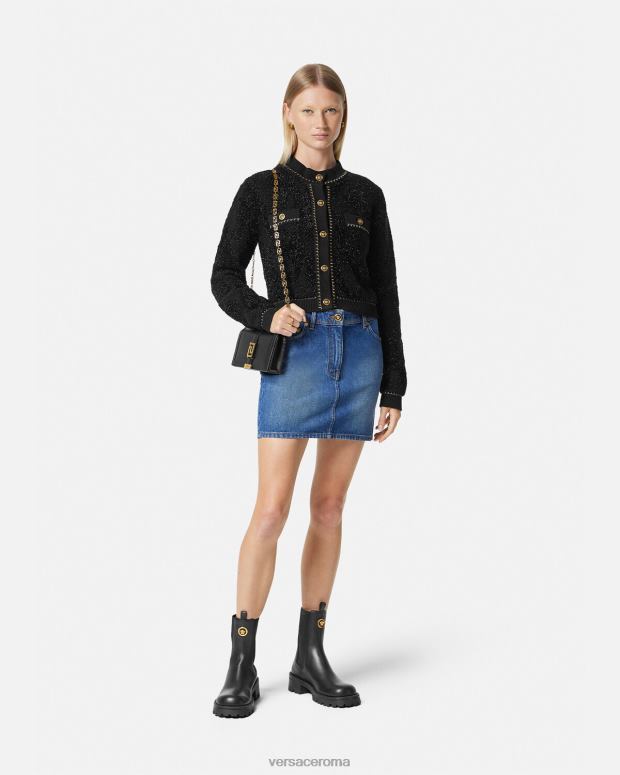 esso Versace donne Minigonna in denim con Medusa del '95 blu JT08Z167 vestiario