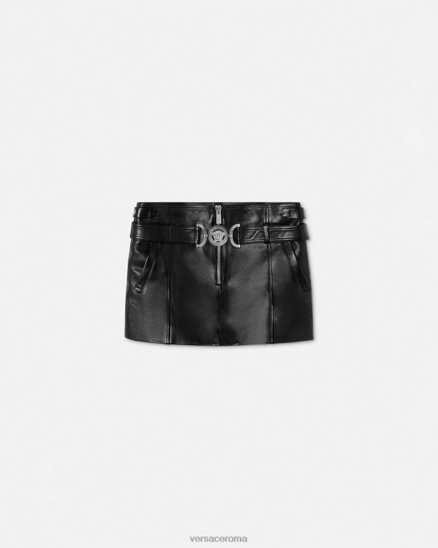 esso Versace donne Minigonna in pelle con Medusa del '95 nero JT08Z175 vestiario