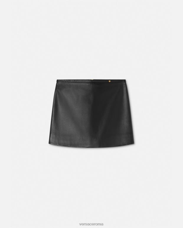 esso Versace donne Minigonna in pelle con medusa nero JT08Z172 vestiario