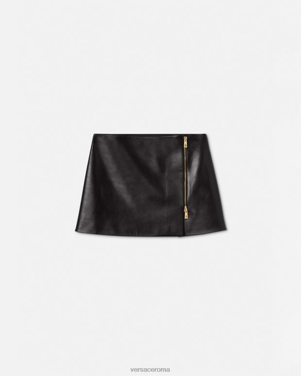 esso Versace donne Minigonna in pelle con medusa nero JT08Z181 vestiario
