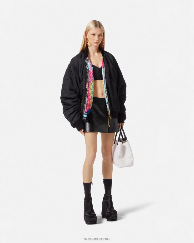 esso Versace donne Minigonna in pelle con medusa nero JT08Z181 vestiario