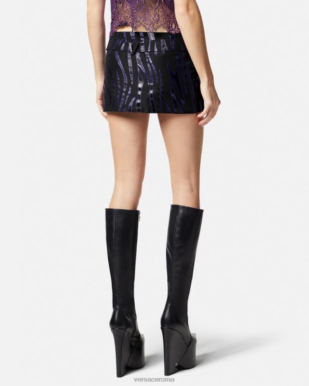 esso Versace donne Minigonna zebrata con medusa del '95 stampa e viola JT08Z126 vestiario