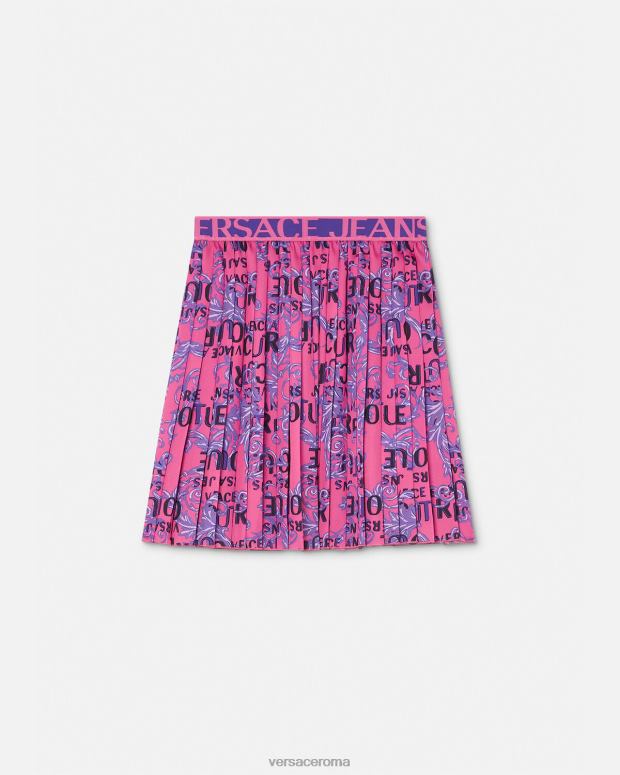 esso Versace donne gonna a pieghe con logo couture fucsia JT08Z2249 vestiario