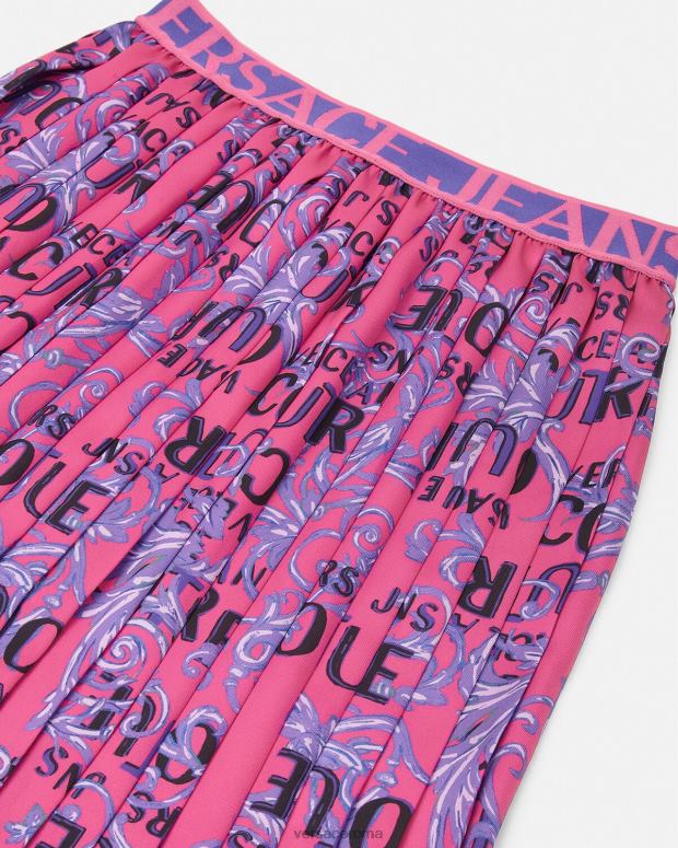 esso Versace donne gonna a pieghe con logo couture fucsia JT08Z2249 vestiario