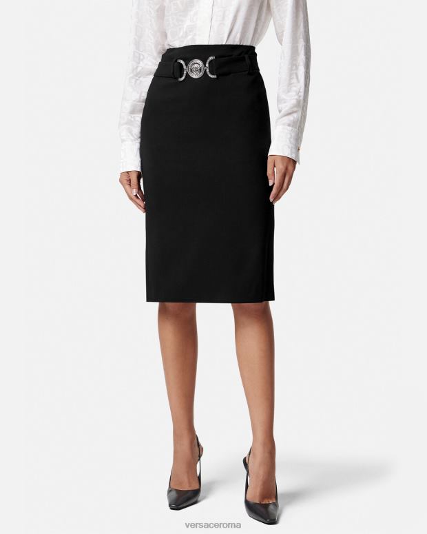 esso Versace donne gonna midi con Medusa '95 nero JT08Z174 vestiario