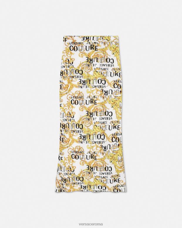 esso Versace donne gonna midi couture con logo oro e bianco JT08Z2251 vestiario
