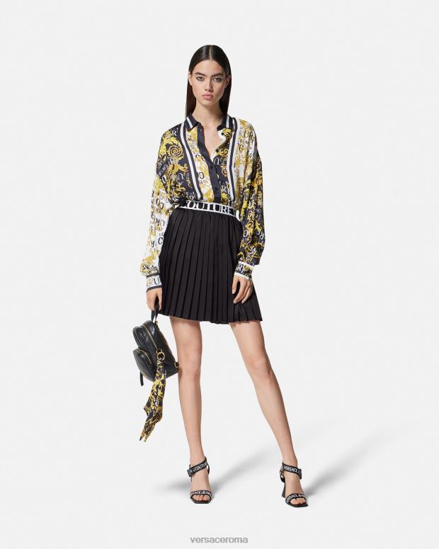 esso Versace donne gonna plissettata con logo nero JT08Z2152 vestiario