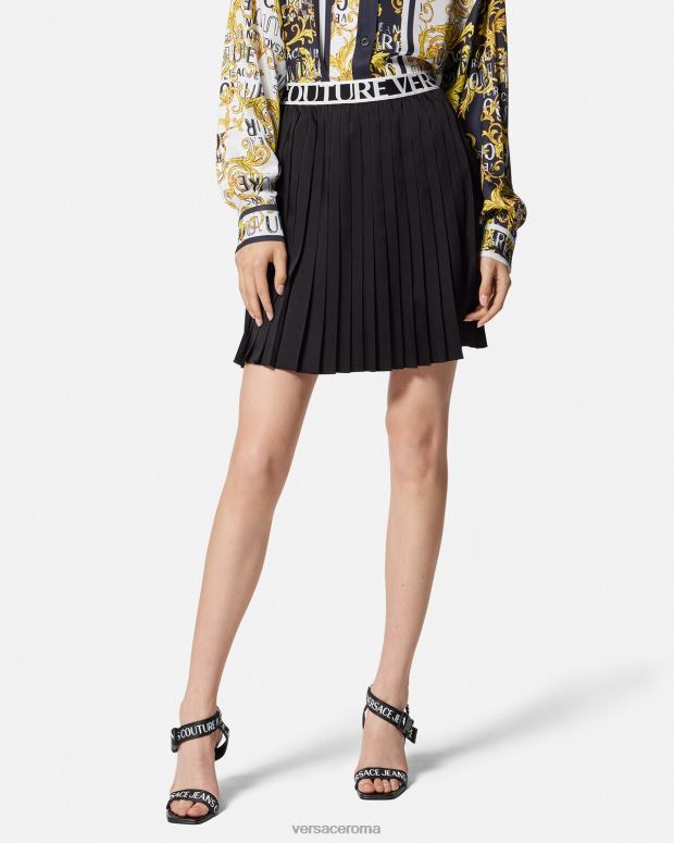 esso Versace donne gonna plissettata con logo nero JT08Z2152 vestiario