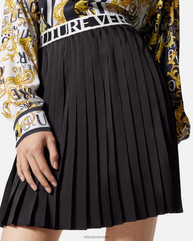 esso Versace donne gonna plissettata con logo nero JT08Z2152 vestiario