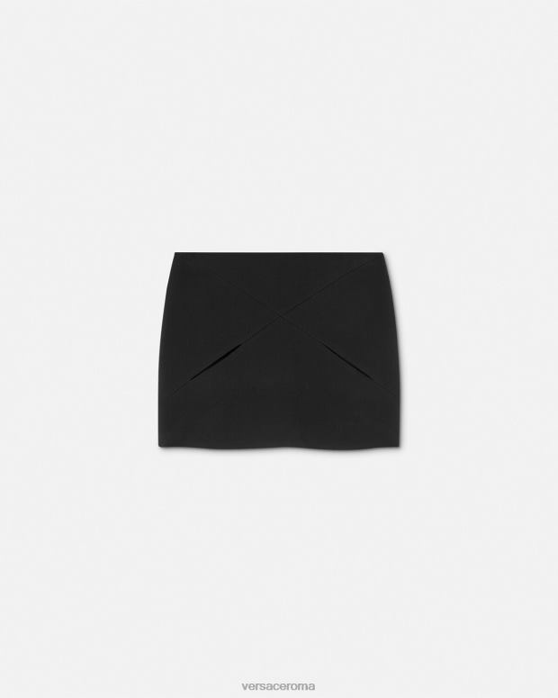 esso Versace donne minigonna in lana con tagli nero JT08Z125 vestiario