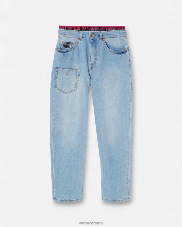 esso Versace donne Jeans con cintura con logo blu JT08Z2237 vestiario