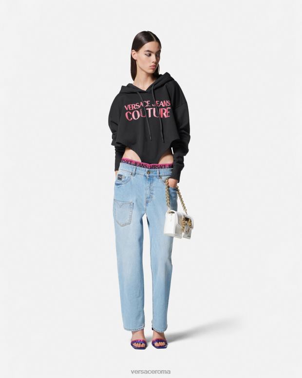 esso Versace donne Jeans con cintura con logo blu JT08Z2237 vestiario