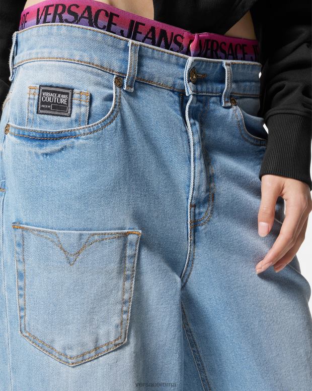 esso Versace donne Jeans con cintura con logo blu JT08Z2237 vestiario