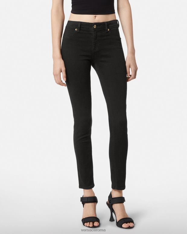 esso Versace donne jeans attillati con logo nero JT08Z2246 vestiario