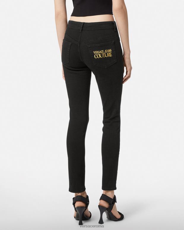 esso Versace donne jeans attillati con logo nero JT08Z2246 vestiario