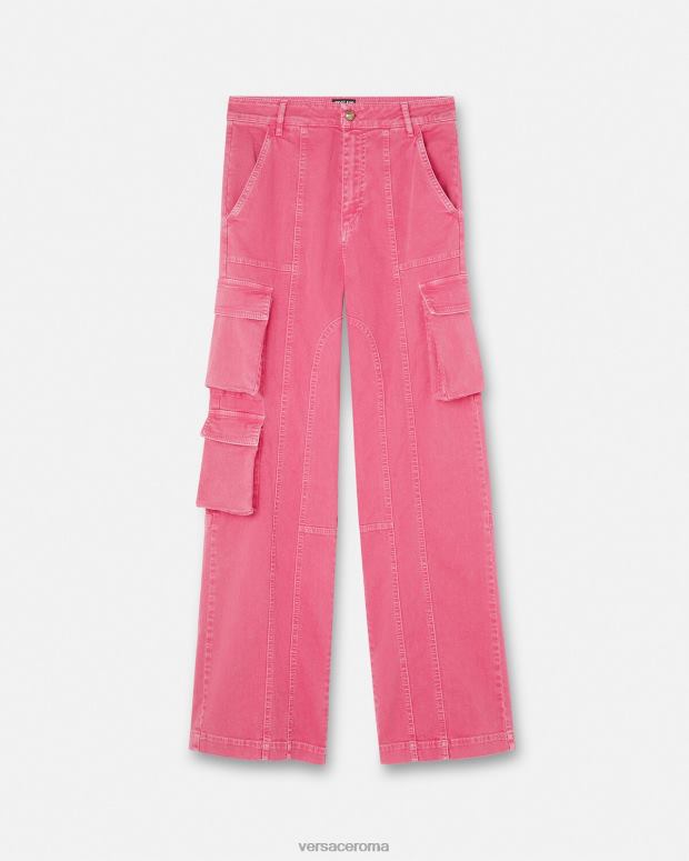 esso Versace donne jeans cargo a gamba dritta fucsia JT08Z2243 vestiario