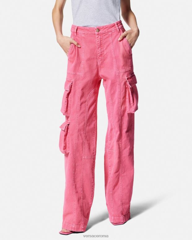 esso Versace donne jeans cargo a gamba dritta fucsia JT08Z2243 vestiario