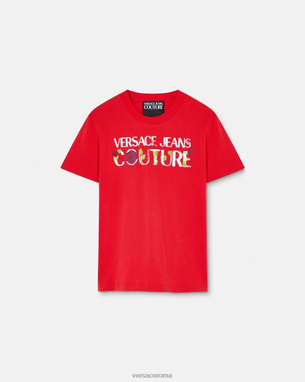 esso Versace donne maglietta con logo di rose arancia JT08Z2168 vestiario