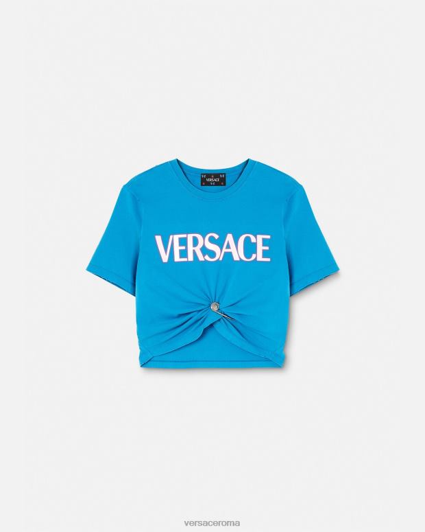 esso Versace donne maglietta con logo spilla da balia blu JT08Z140 vestiario