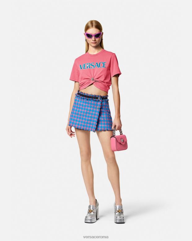 esso Versace donne maglietta con logo spilla da balia rosa JT08Z139 vestiario