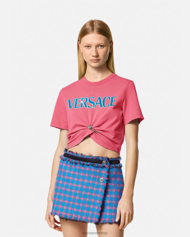 esso Versace donne maglietta con logo spilla da balia rosa JT08Z139 vestiario