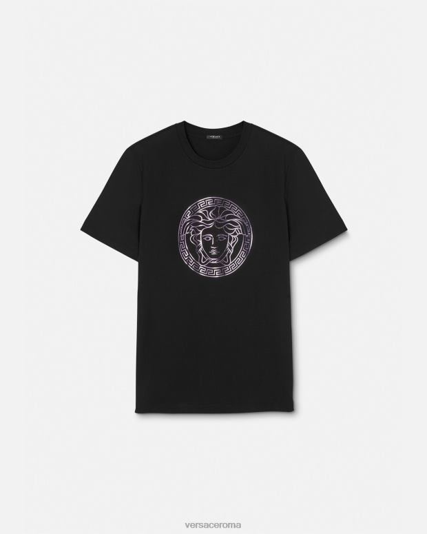 esso Versace donne maglietta con medusa nero e rosa JT08Z127 vestiario