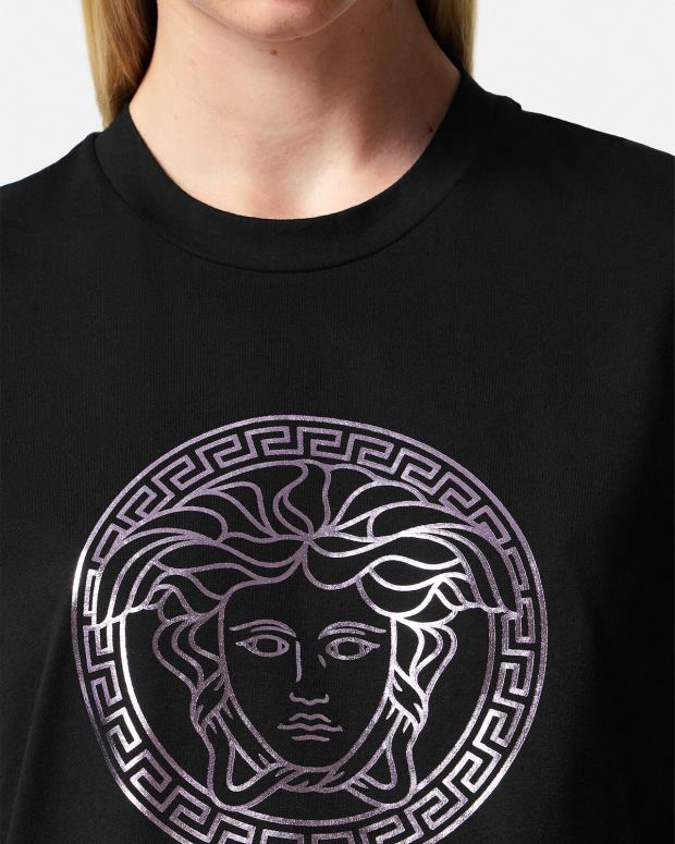 esso Versace donne maglietta con medusa nero e rosa JT08Z127 vestiario
