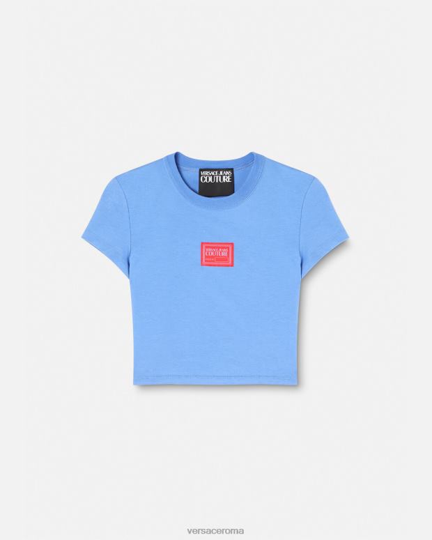 esso Versace donne maglietta corta con numero di pezzo azzurro JT08Z2228 vestiario
