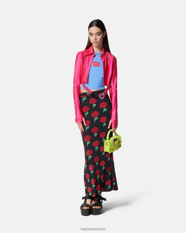 esso Versace donne maglietta corta con numero di pezzo azzurro JT08Z2228 vestiario