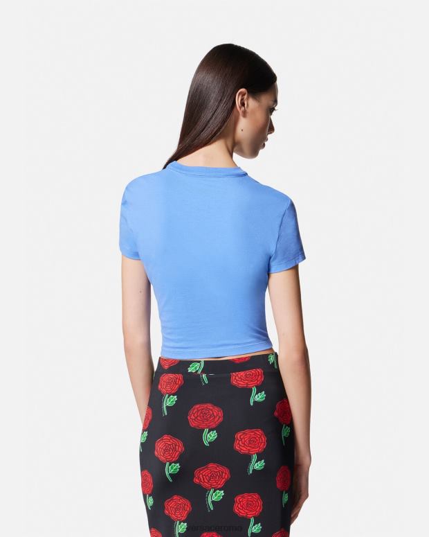 esso Versace donne maglietta corta con numero di pezzo azzurro JT08Z2228 vestiario