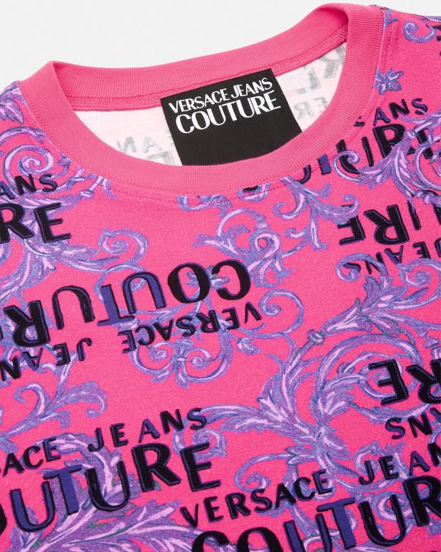 esso Versace donne maglietta couture con logo fucsia JT08Z2221 vestiario