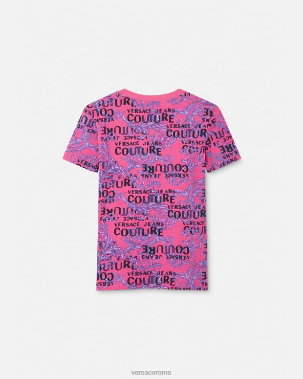 esso Versace donne maglietta couture con logo fucsia JT08Z2221 vestiario