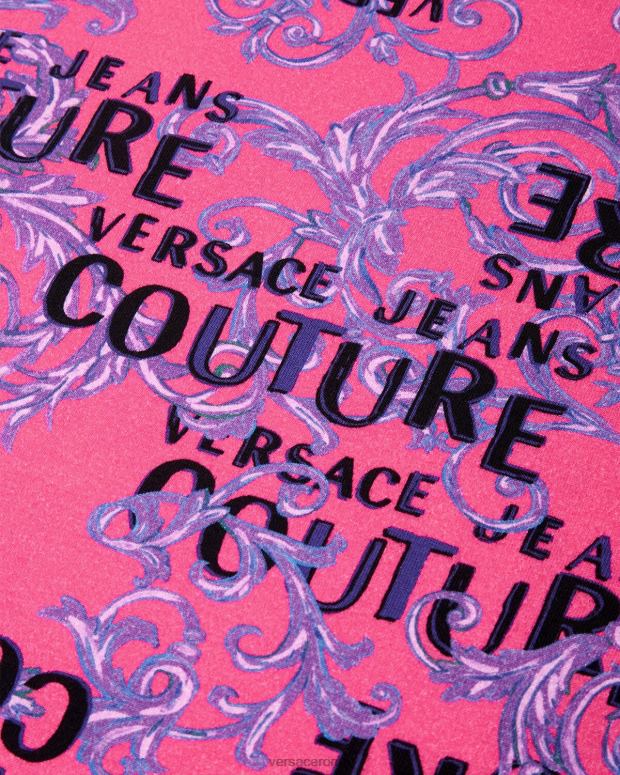 esso Versace donne maglietta couture con logo fucsia JT08Z2221 vestiario