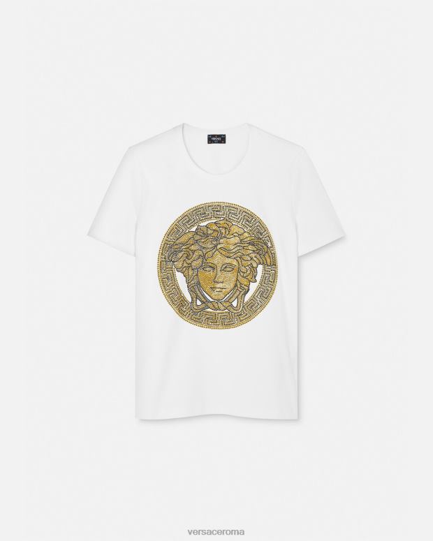 esso Versace donne maglietta la medusa di cristallo oro bianco JT08Z133 vestiario