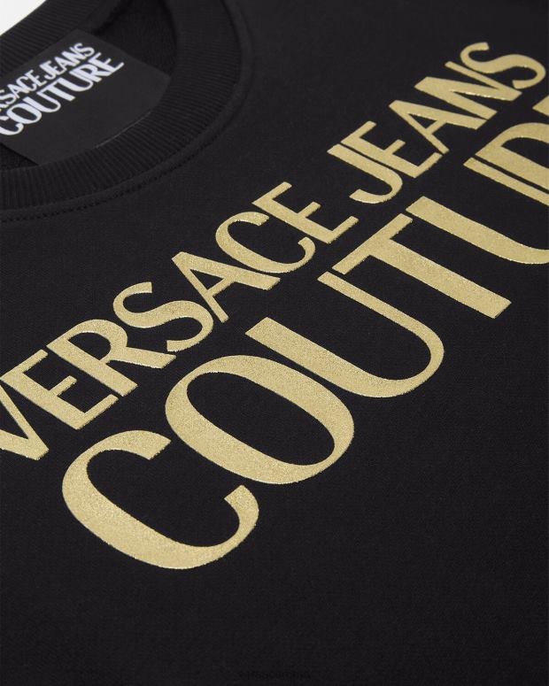 esso Versace donne maglione con logo oro nero JT08Z2155 vestiario