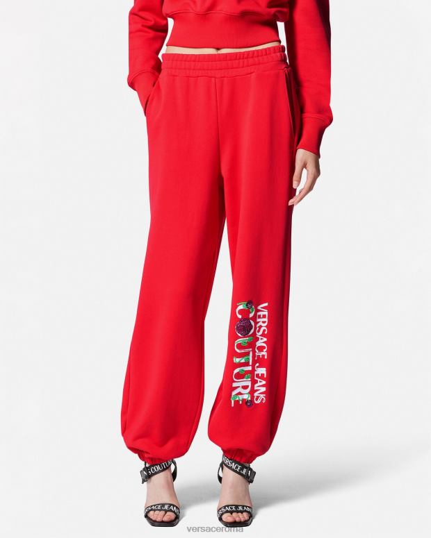 esso Versace donne Pantaloni della tuta con logo rose arancia JT08Z2177 vestiario