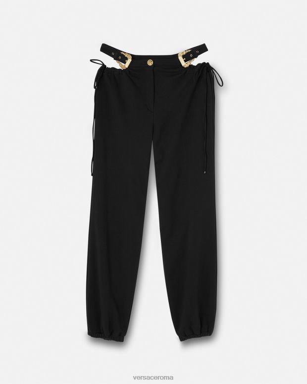 esso Versace donne pantaloni della tuta con fibbia barocca nero JT08Z2244 vestiario