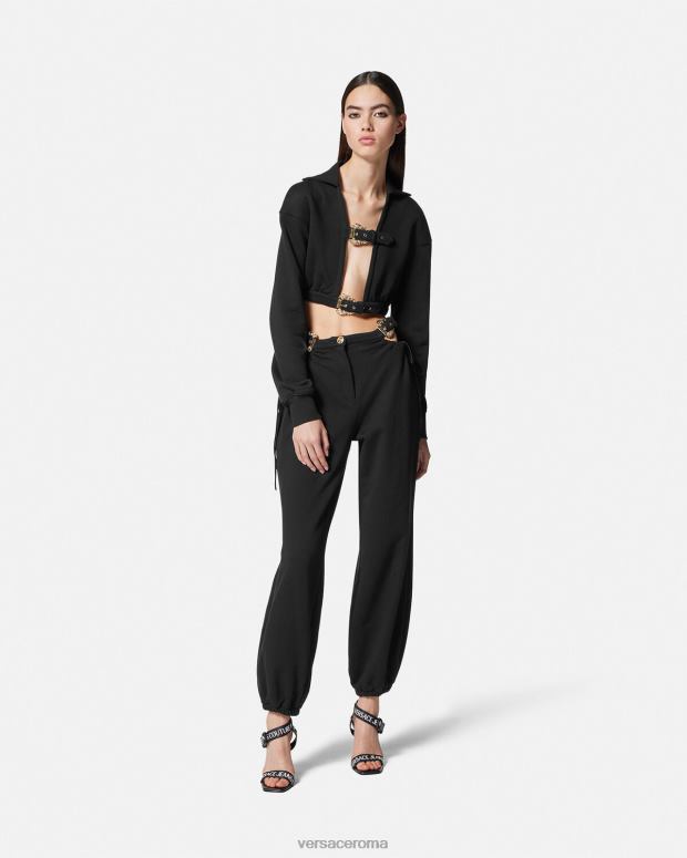esso Versace donne pantaloni della tuta con fibbia barocca nero JT08Z2244 vestiario