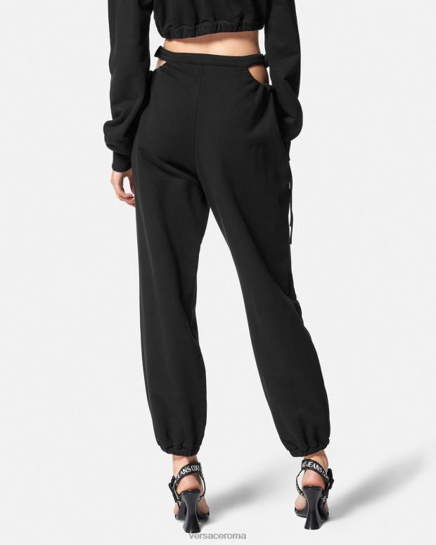 esso Versace donne pantaloni della tuta con fibbia barocca nero JT08Z2244 vestiario
