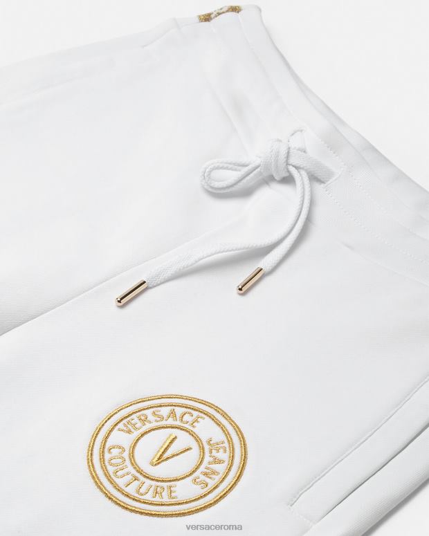 esso Versace donne pantaloni della tuta con stemma a V oro e bianco JT08Z2245 vestiario