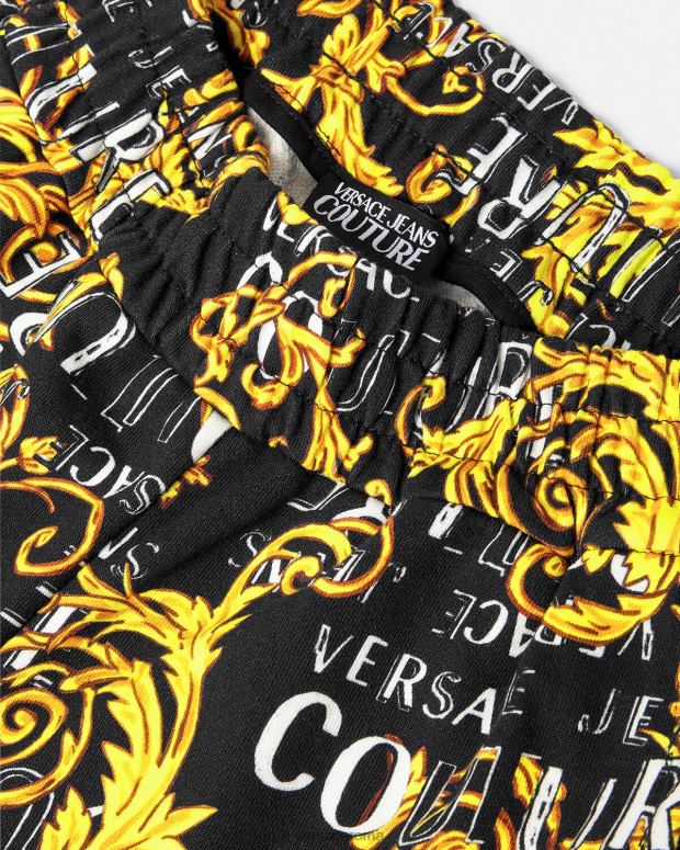 esso Versace donne pantaloni della tuta couture con logo oro nero JT08Z2238 vestiario